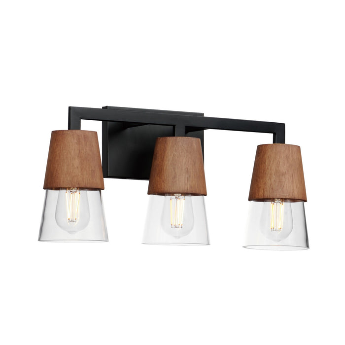 Maxim 21623CLWNBK Three Light Bath Vanity, Walnut / Black