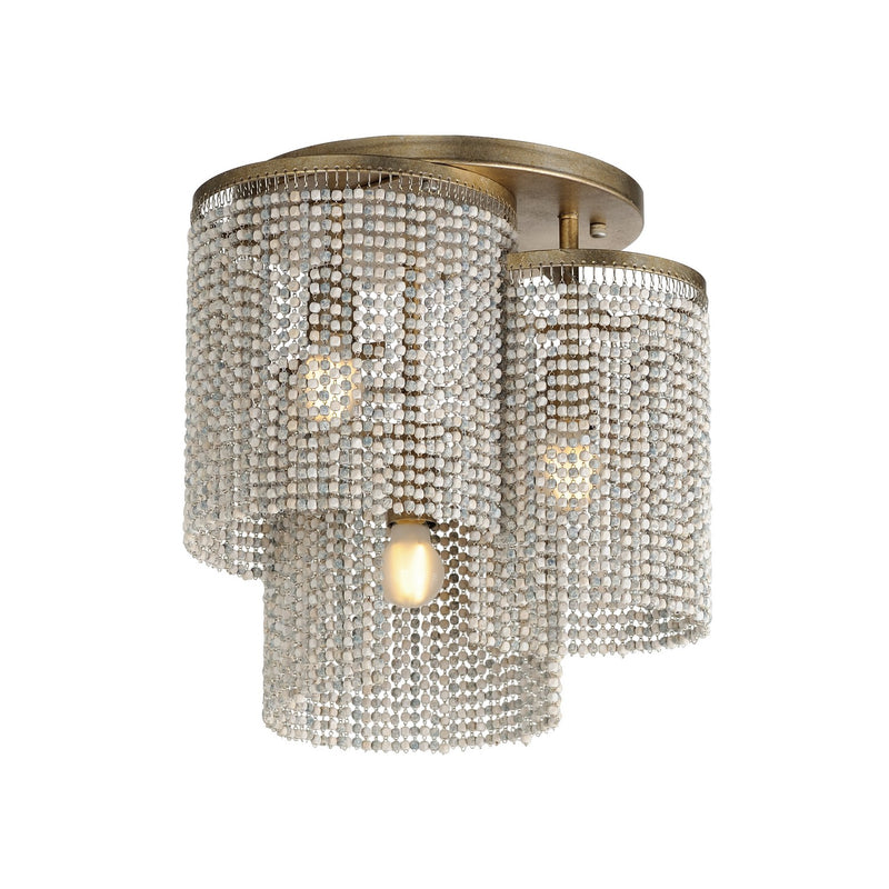 Maxim 22463WWDGS Three Light Flush Mount, Golden Silver