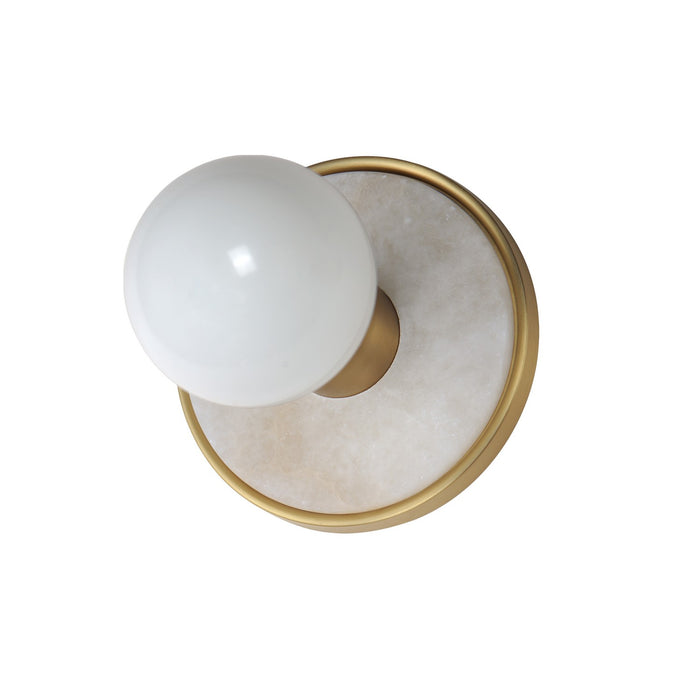 Maxim 26091WANAB/BUL LED Wall Sconce, Whit Alabaster / Natural Aged Brass