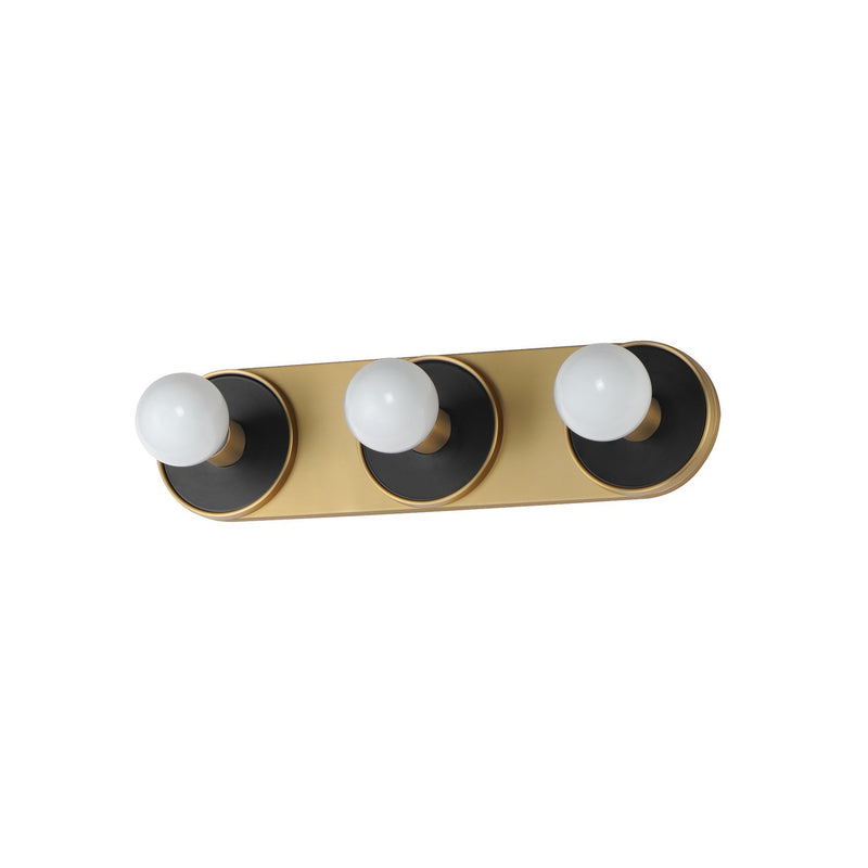 Maxim 26093BKNAB Three Light Wall Sconce, Black / Natural Aged Brass