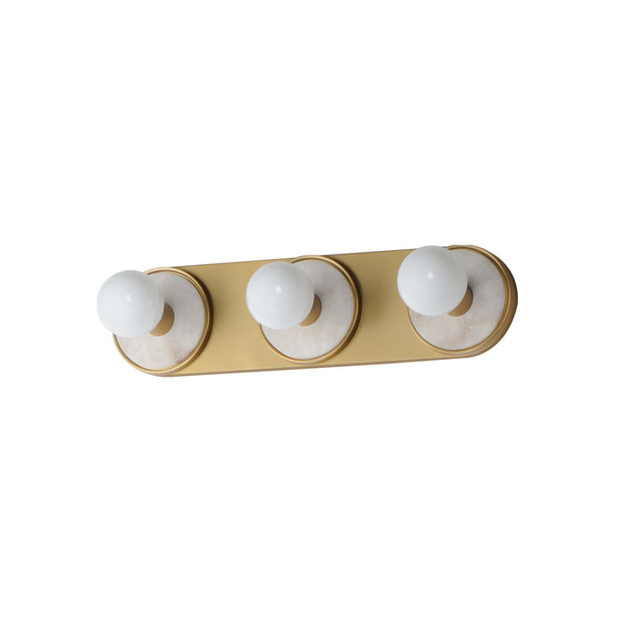 Maxim 26093WANAB Three Light Wall Sconce, Whit Alabaster / Natural Aged Brass