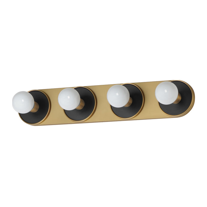 Maxim 26094BKNAB Four Light Wall Sconce, Black / Natural Aged Brass