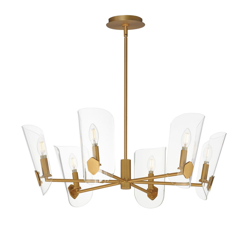 Maxim 32356CLNAB Six Light Chandelier, Natural Aged Brass