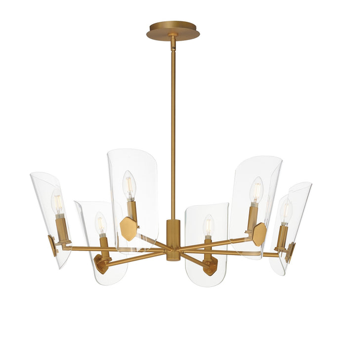 Maxim 32356CLNAB Six Light Chandelier, Natural Aged Brass