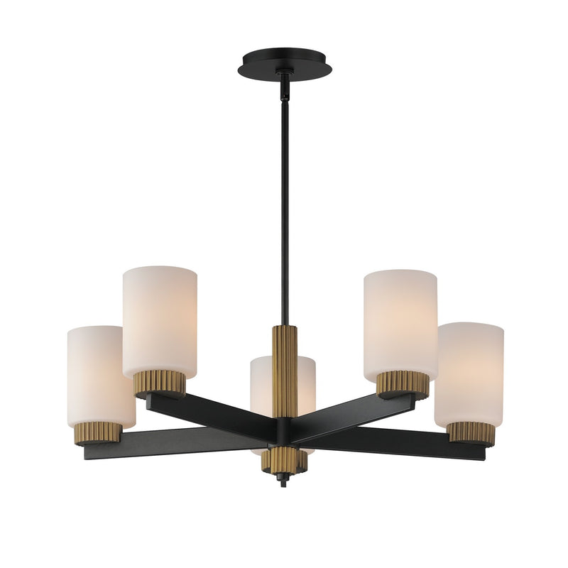 Maxim 32655SWBKAB Five Light Chandelier, Black / Antique Brass