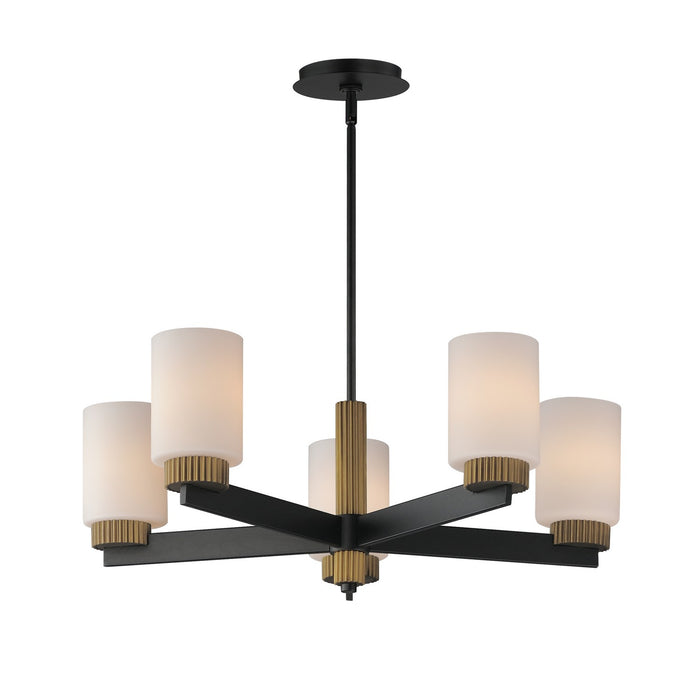 Maxim 32655SWBKAB Five Light Chandelier, Black / Antique Brass