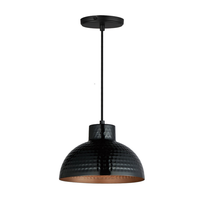 Maxim 35142BKACP One Light Pendant, Black / Antique Copper