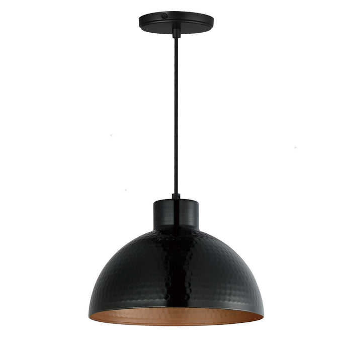 Maxim 35144BKACP One Light Pendant, Black / Antique Copper