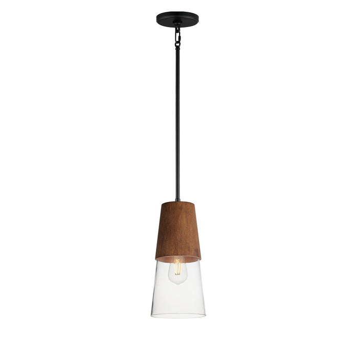 Maxim 91620CLWNBK One Light Mini Pendant, Walnut / Black