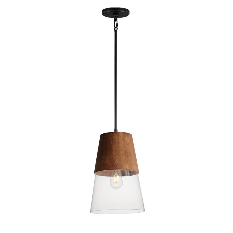 Maxim 91622CLWNBK One Light Mini Pendant, Walnut / Black