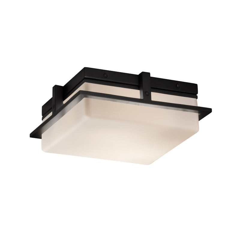 Justice Designs FSN-7560W-OPAL-MBLK LED Outdoor Flush Mount, Matte Black