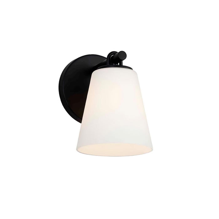 Justice Designs FSN-8031-OPAL-MBLK One Light Wall Sconce, Matte Black