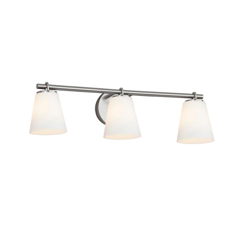 Justice Designs FSN-8033-OPAL-NCKL Three Light Bath Bar, Brushed Nickel