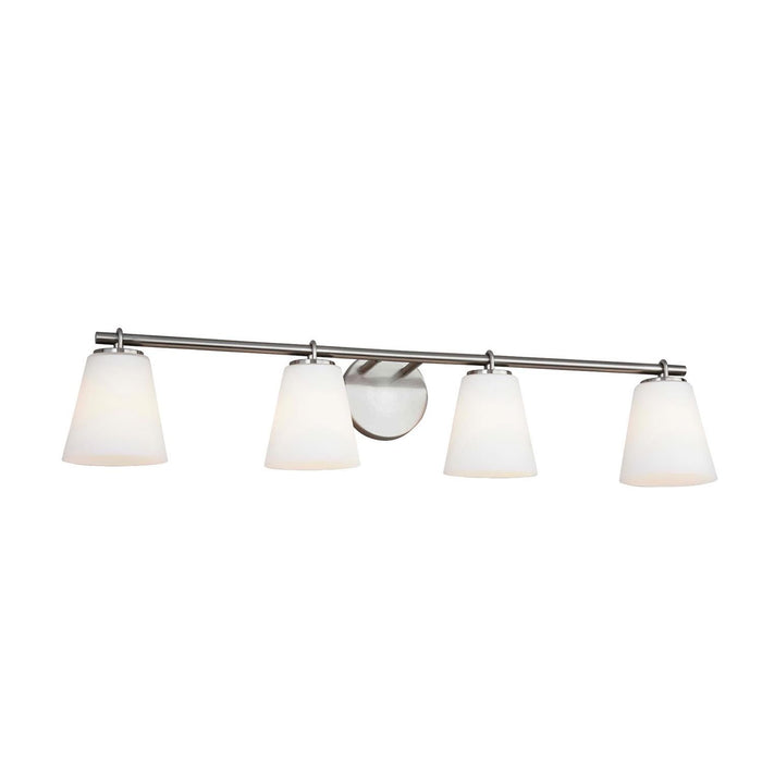 Justice Designs FSN-8034-OPAL-NCKL Four Light Bath Bar, Brushed Nickel