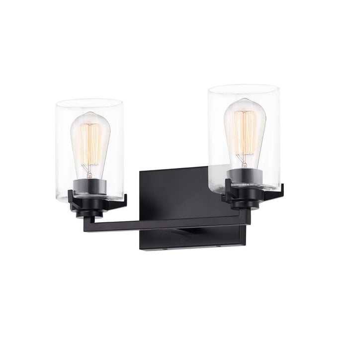 Justice Designs FSN-8092-CLER-MBLK Two Light Bath Bar, Matte Black