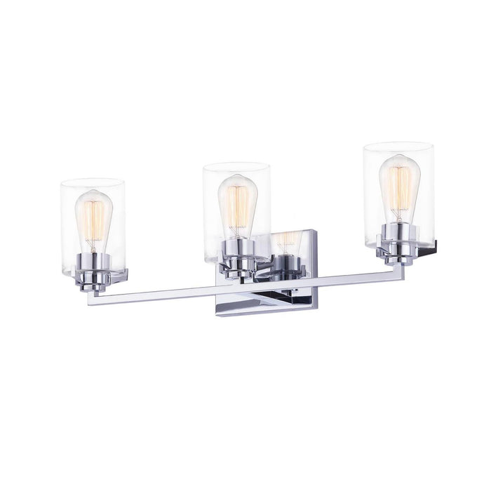 Justice Designs FSN-8093-CLER-CROM Three Light Bath Bar, Polished Chrome