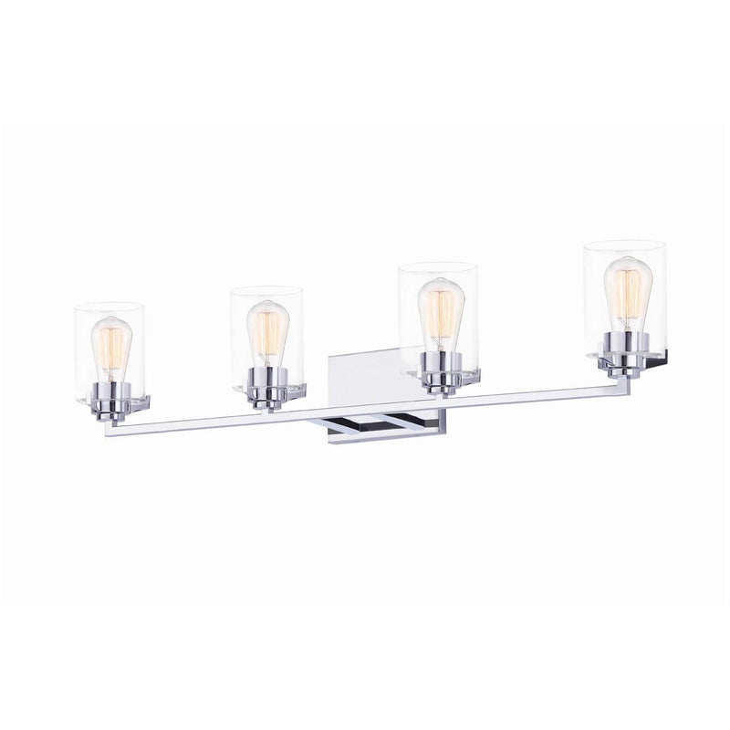 Justice Designs FSN-8094-CLER-CROM Four Light Bath Bar, Polished Chrome