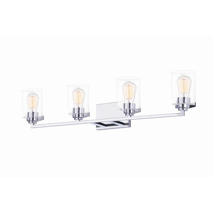 Justice Designs FSN-8094-CLER-CROM Four Light Bath Bar, Polished Chrome