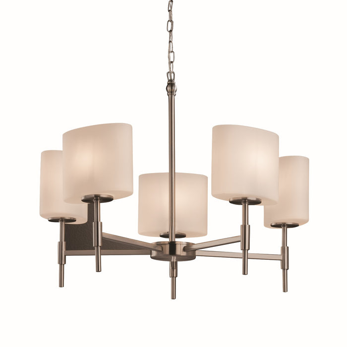 Justice Designs FSN-8410-30-OPAL-NCKL Five Light Chandelier, Brushed Nickel