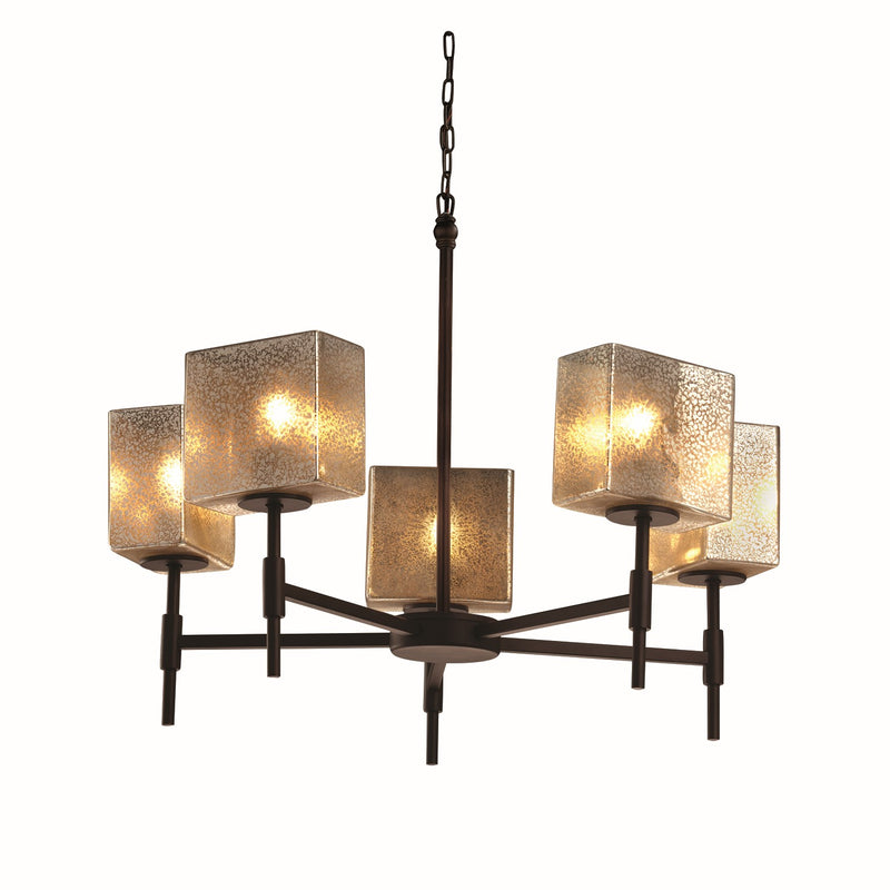 Justice Designs FSN-8410-55-MROR-DBRZ Five Light Chandelier, Dark Bronze