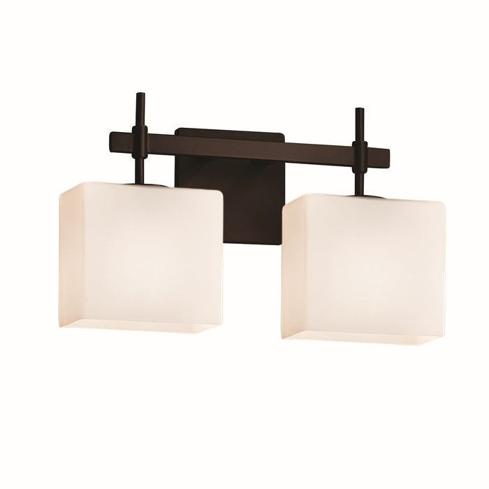 Justice Designs FSN-8412-55-OPAL-DBRZ Two Light Bath Bar, Dark Bronze