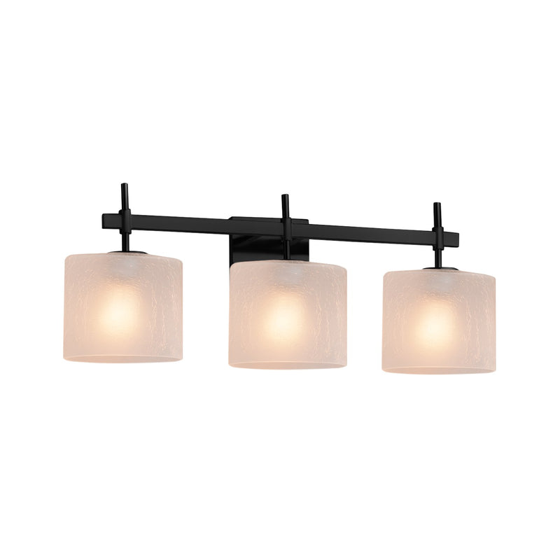 Justice Designs FSN-8413-30-FRCR-MBLK Three Light Bath Bar, Matte Black