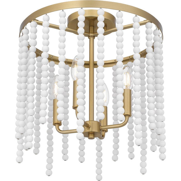 Quoizel APE1716AB Four Light Semi Flush Mount, Aged Brass
