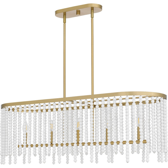 Quoizel APE542AB Five Light Linear Chandelier, Aged Brass