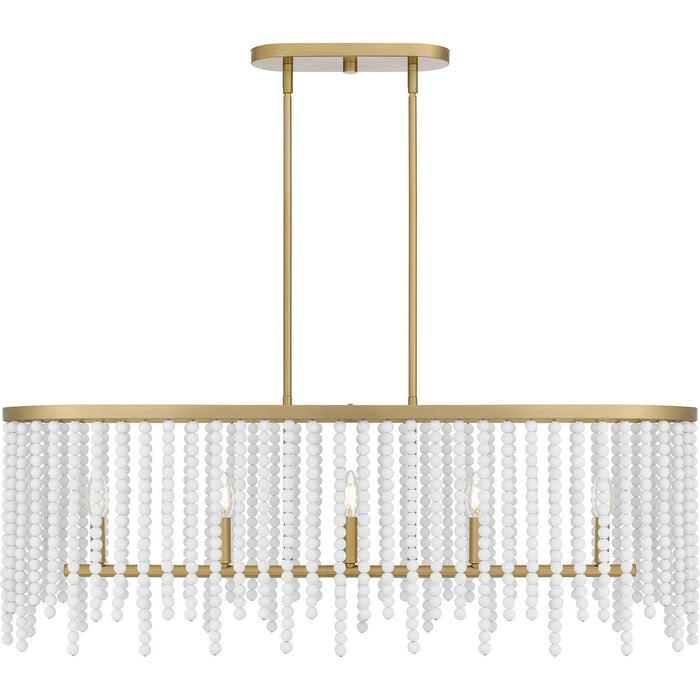 Quoizel APE542AB Five Light Linear Chandelier, Aged Brass