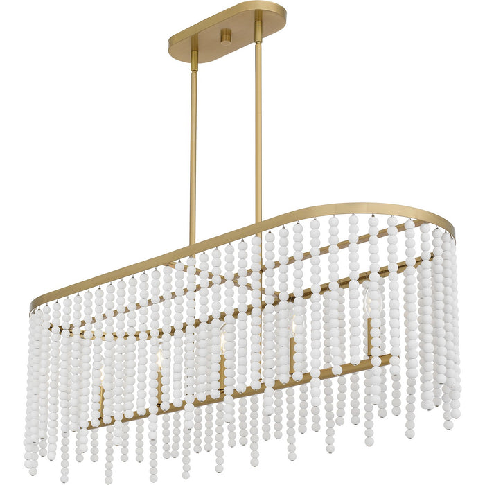 Quoizel APE542AB Five Light Linear Chandelier, Aged Brass
