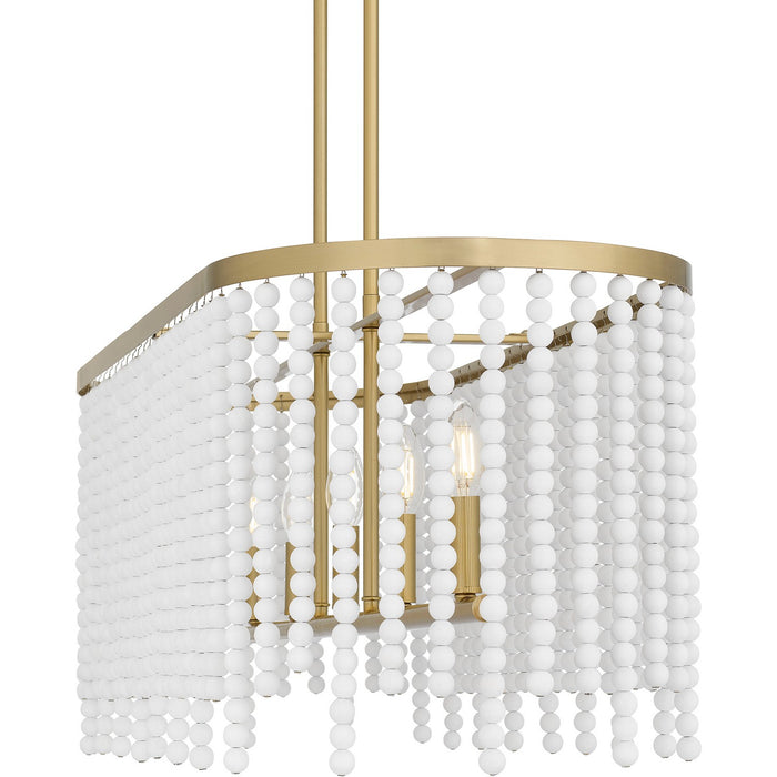 Quoizel APE542AB Five Light Linear Chandelier, Aged Brass