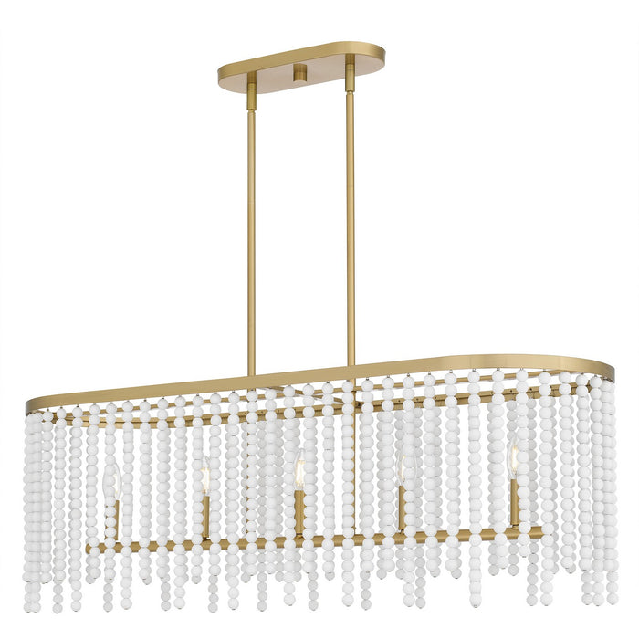 Quoizel APE542AB Five Light Linear Chandelier, Aged Brass
