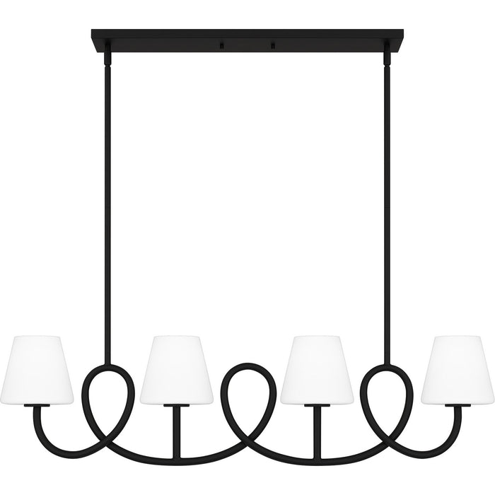 Quoizel ATK440MBK Four Light Linear Chandelier, Matte Black