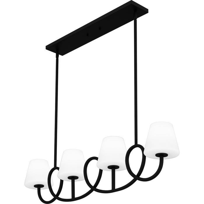 Quoizel ATK440MBK Four Light Linear Chandelier, Matte Black