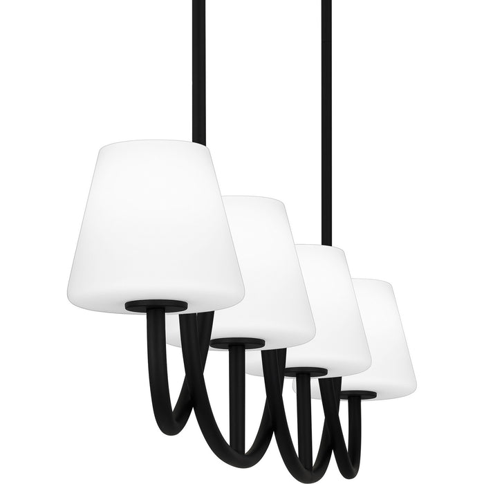 Quoizel ATK440MBK Four Light Linear Chandelier, Matte Black