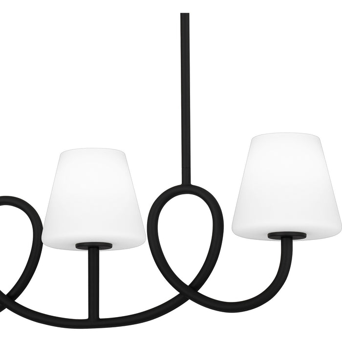 Quoizel ATK440MBK Four Light Linear Chandelier, Matte Black