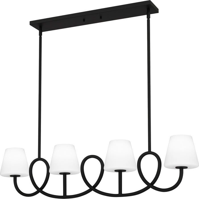 Quoizel ATK440MBK Four Light Linear Chandelier, Matte Black