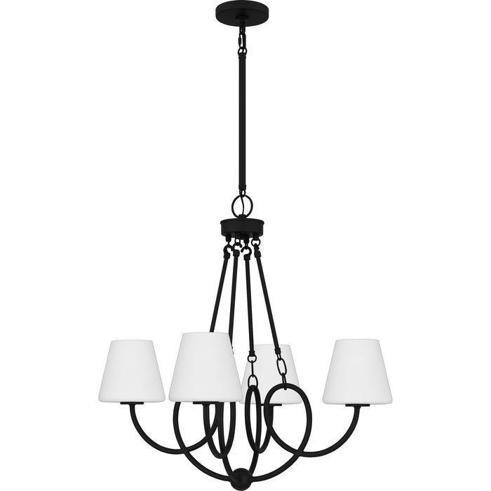Quoizel ATK5027MBK Four Light Chandelier, Matte Black