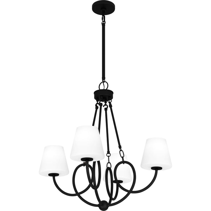 Quoizel ATK5027MBK Four Light Chandelier, Matte Black