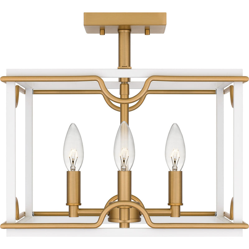 Quoizel BNK1714W Four Light Semi Flush Mount, Matte White