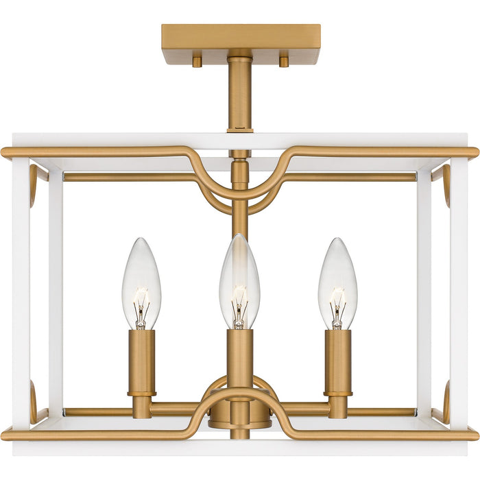 Quoizel BNK1714W Four Light Semi Flush Mount, Matte White