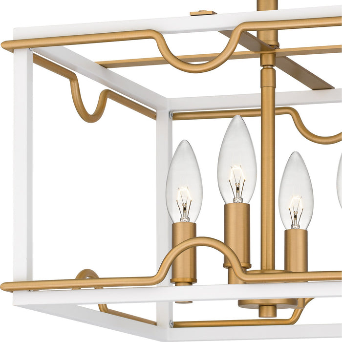 Quoizel BNK1714W Four Light Semi Flush Mount, Matte White