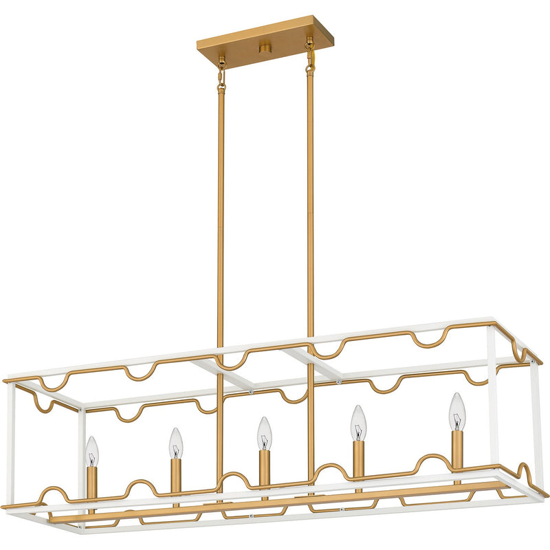 Quoizel BNK542W Four Light Linear Chandelier, Matte White