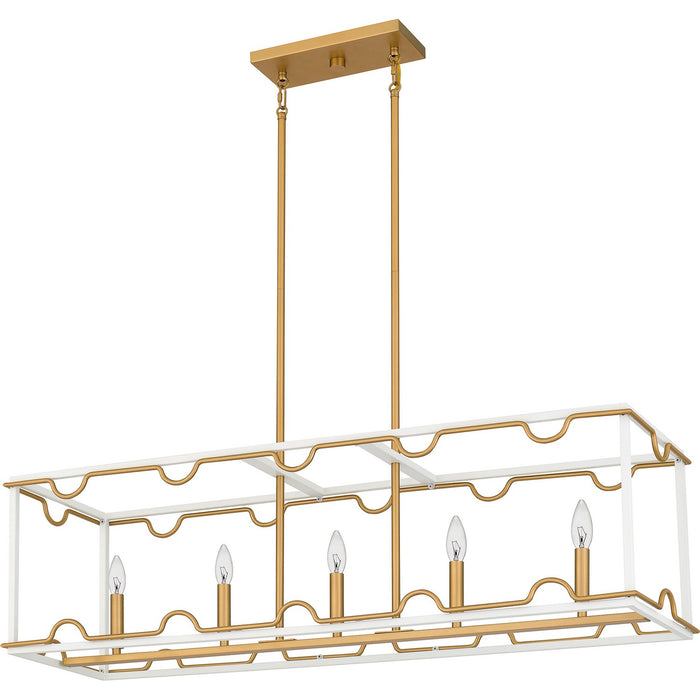 Quoizel BNK542W Four Light Linear Chandelier, Matte White