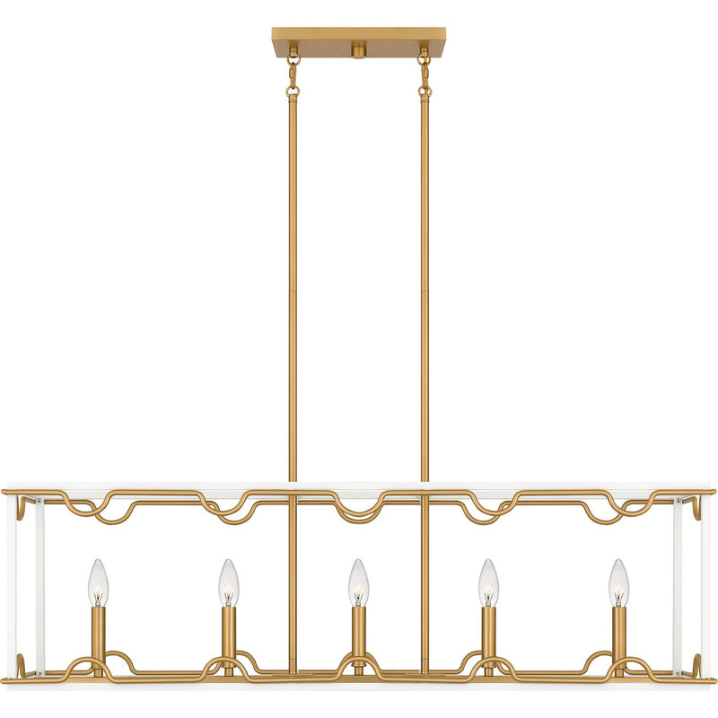Quoizel BNK542W Four Light Linear Chandelier, Matte White