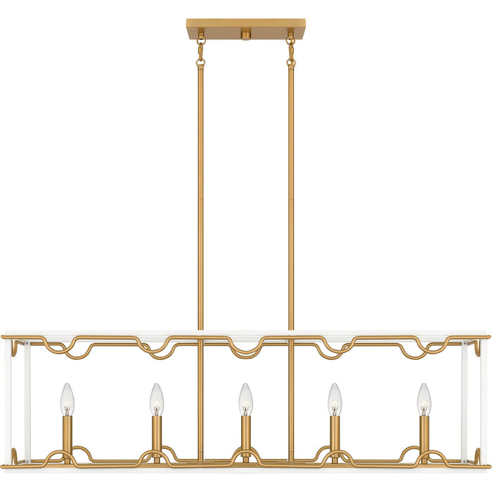 Quoizel BNK542W Four Light Linear Chandelier, Matte White