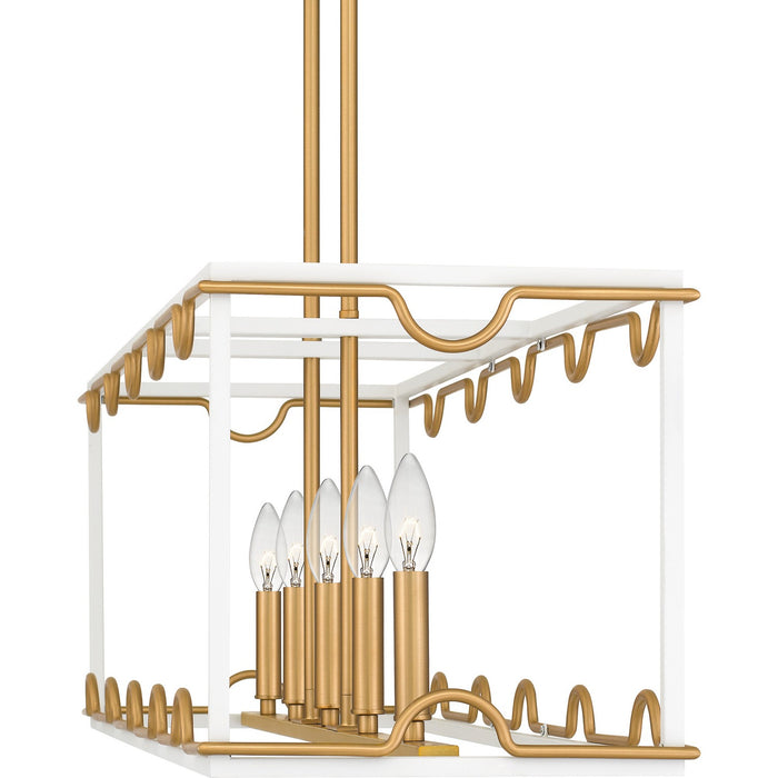 Quoizel BNK542W Four Light Linear Chandelier, Matte White