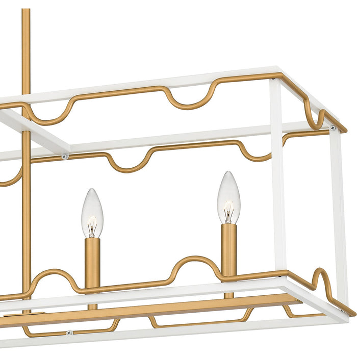 Quoizel BNK542W Four Light Linear Chandelier, Matte White