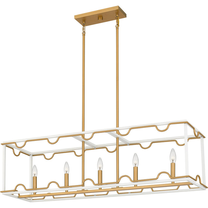Quoizel BNK542W Four Light Linear Chandelier, Matte White