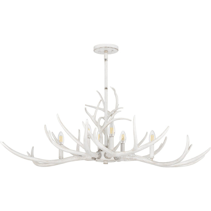 Quoizel BSH640AWH Six Light Linear Chandelier, Antique White (Open Box - Final Sale)